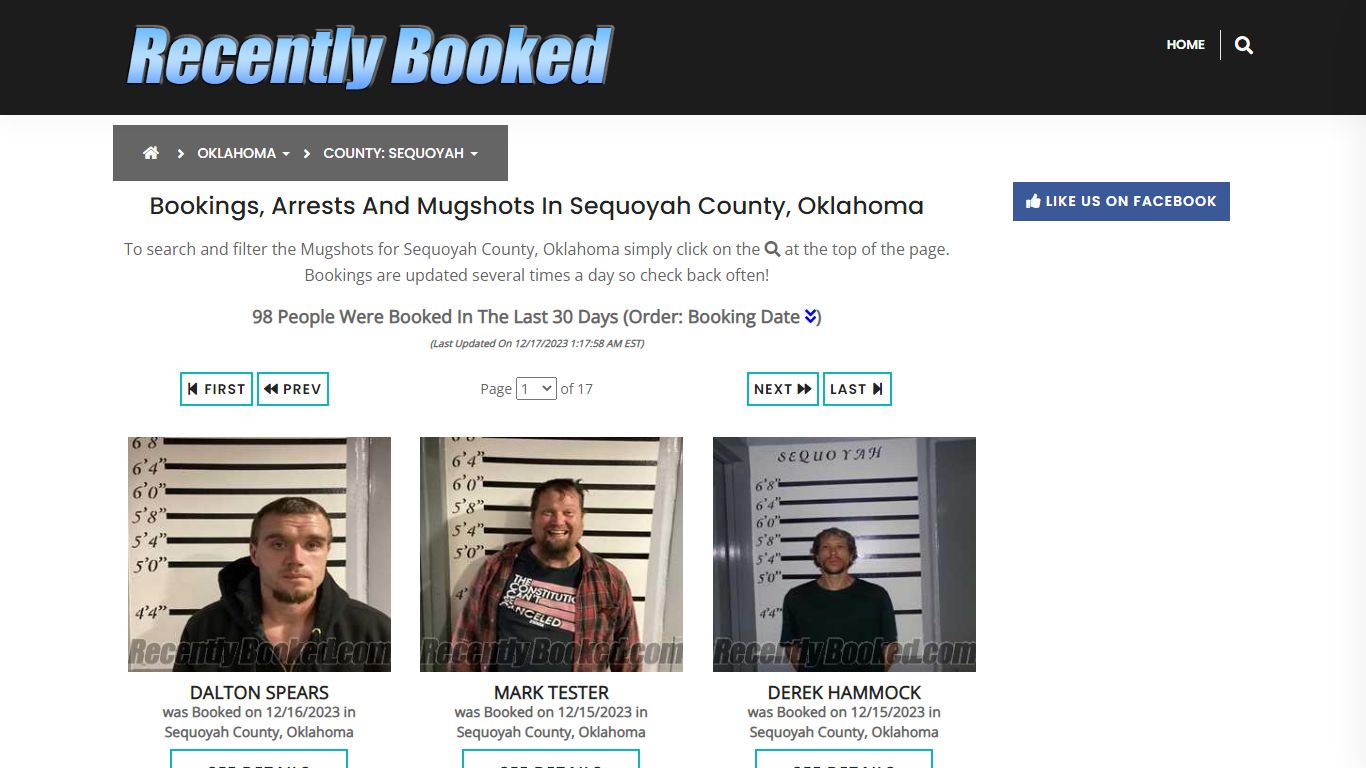 Bookings, Arrests and Mugshots in Sequoyah County, Oklahoma