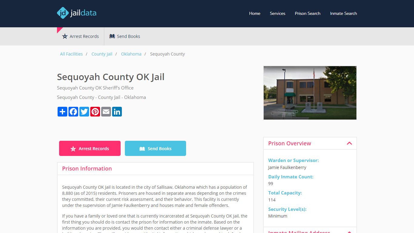 Sequoyah County OK Jail Inmate Search and Prisoner Info - Sallisaw, OK